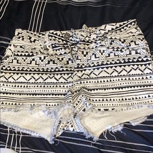 Tribal Print Jean Shorts